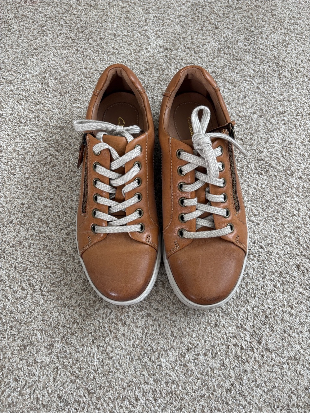 Clark’s Women’s Casual Tan Leather Sneakers